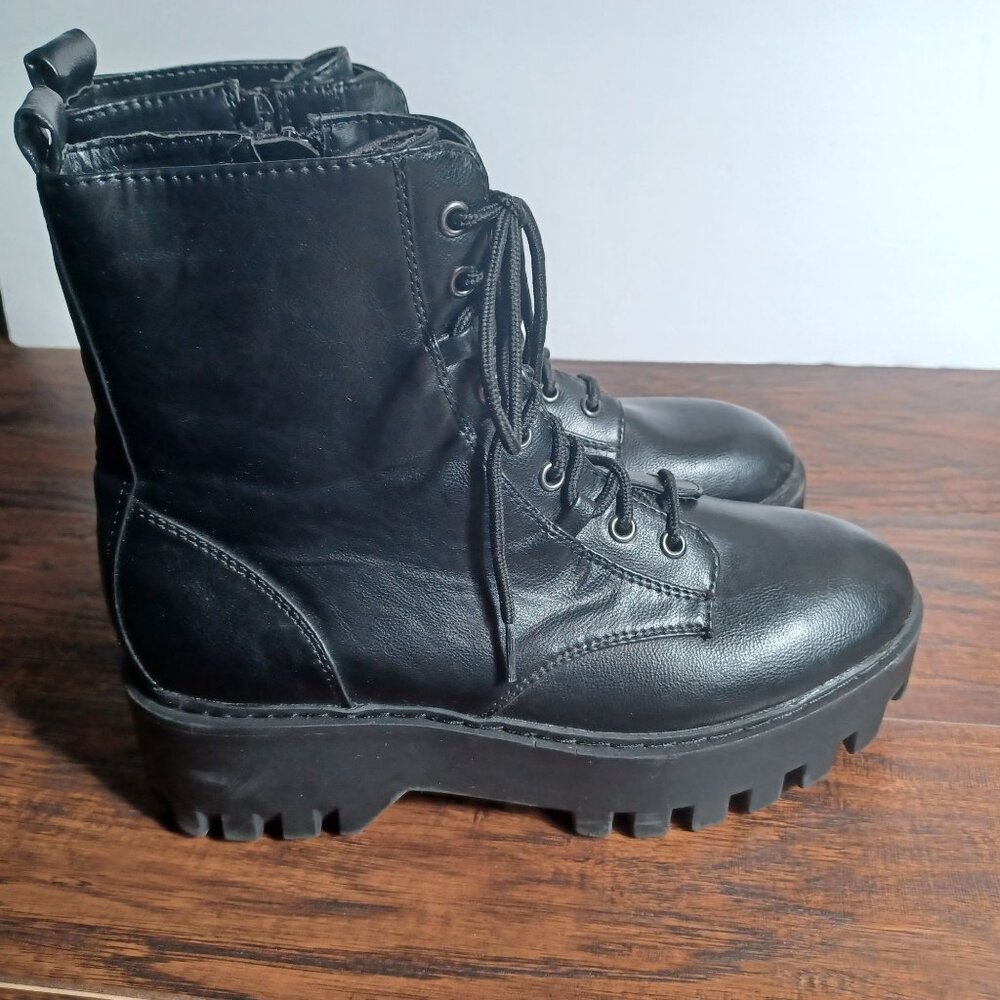 Womens Y2K Combat Boots Size 10 Black Chunky Goth Grunge EDM Platform 90s